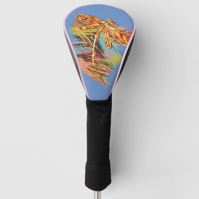 Dragonfly Orange Splash Golf Head Cover (Front)