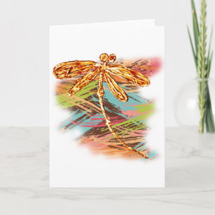 Dragonfly Orange Splash Holiday Card