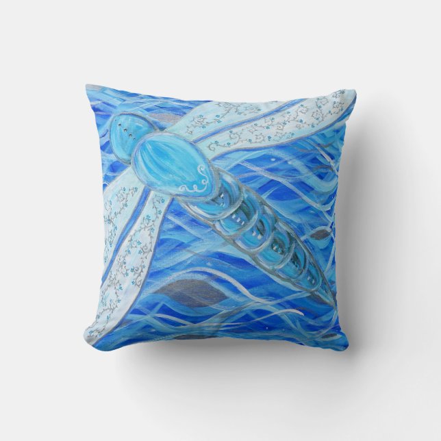 Dragonfly Painting Throw Pillow (Front)