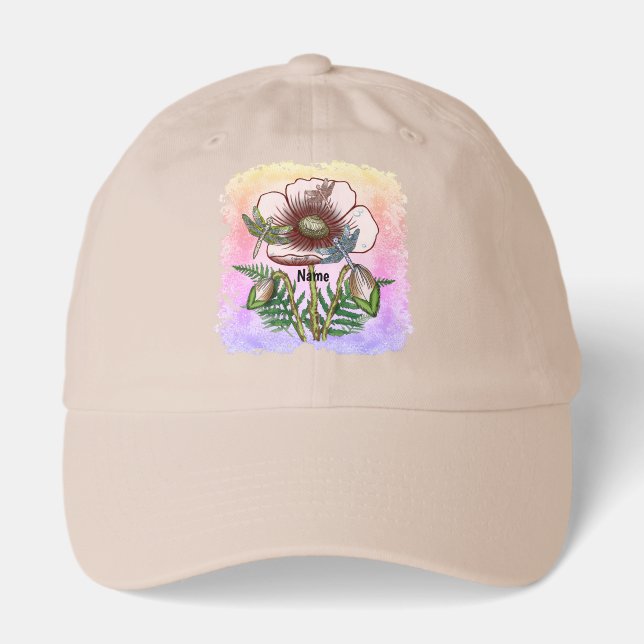 Dragonfly Pale Poppy Hat (Front)