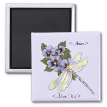 Dragonfly & Pansies - Customize Magnet by Spice at Zazzle