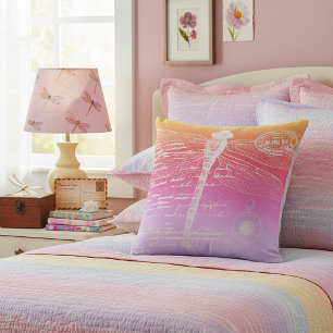 Dragonfly pastel gradient throw pillow