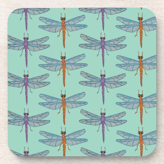 Dragonfly pattern beverage coaster (Front)