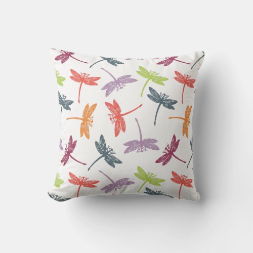 Dragonfly Pattern Colorful Vintage Dragonflies Outdoor Pillow
