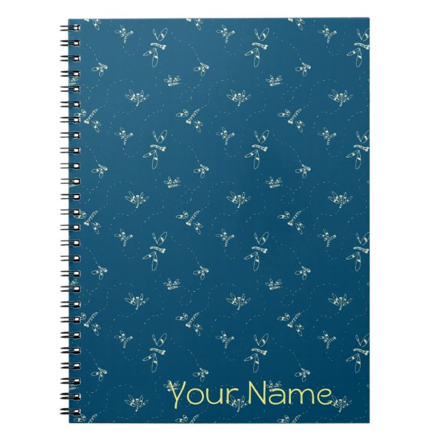 Dragonfly Pattern Customizable Notebook (Front)