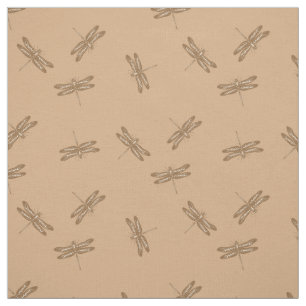 Dragonfly Pattern Fabric   Brown Dragonfly Print