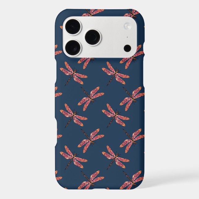 Dragonfly Pattern on Midnight Blue Iphone Case (Back)