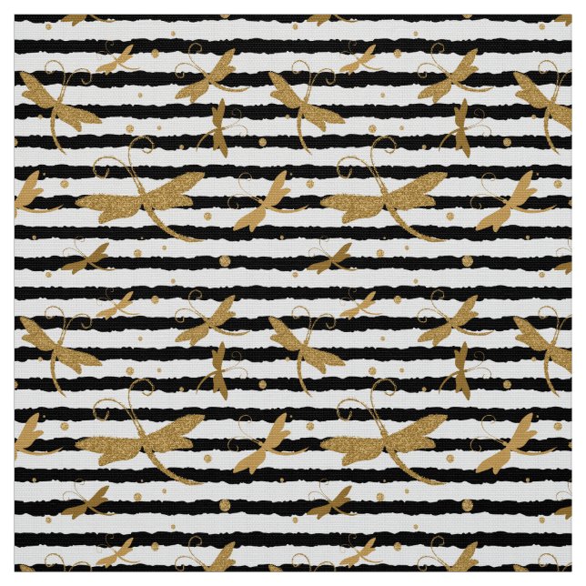 Dragonfly pattern with glitter effect fabric (Swatch)