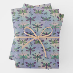 Dragonfly Pattern Wrapping Paper Sheets