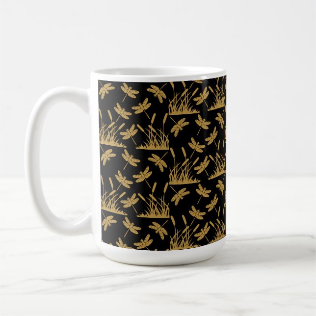 Dragonfly Patterned Decor Coffee Mug (Left)