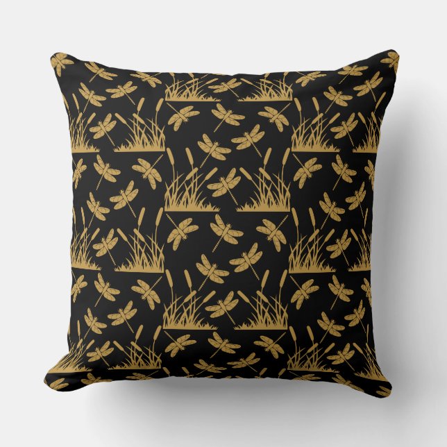 Dragonfly Patterned Decor Throw Pillow (Front)