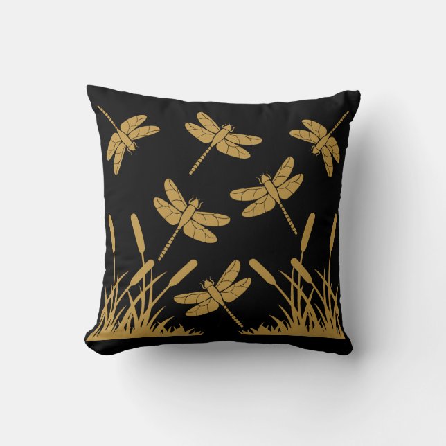 Dragonfly Patterned Decor Throw Pillow (Front)
