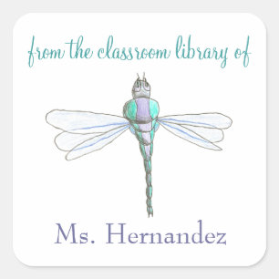 Dragonfly personalized teacher bookplate