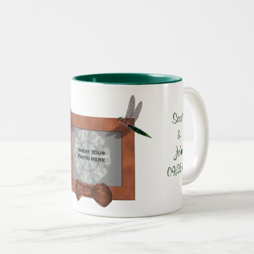 Dragonfly Personalized Wedding Photo Favor  Two_Tone Coffee Mug