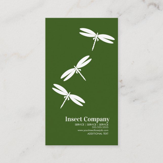 Dragonfly Pest Control  Company Logo Green Business Card (Front)