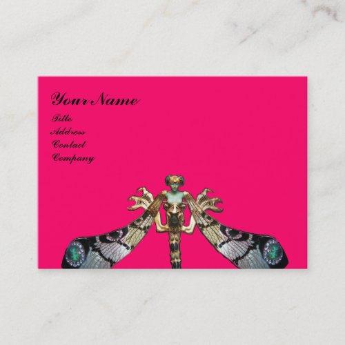 DRAGONFLY pink fuchsia black Business Card