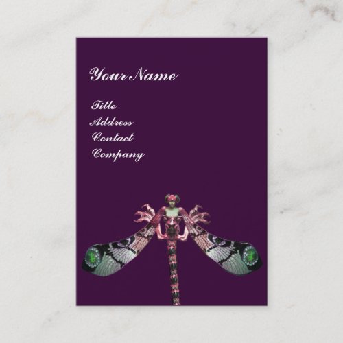 DRAGONFLY  pink green black purple Business Card