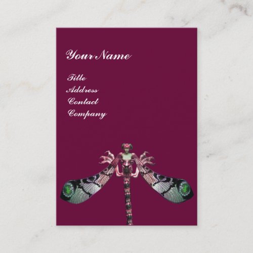 DRAGONFLY  pink green black purple Business Card