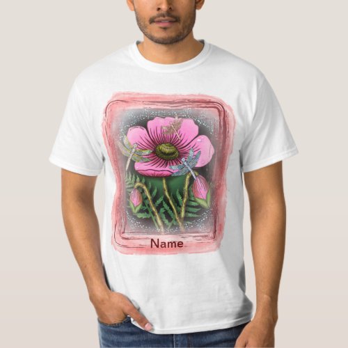 Dragonfly pink Poppy custom name T_Shirt