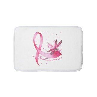 Dragonfly Pink Ribbon Breast Cancer Awareness Bath Mat