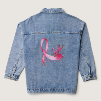Dragonfly Pink Ribbon Breast Cancer Awareness Denim Jacket