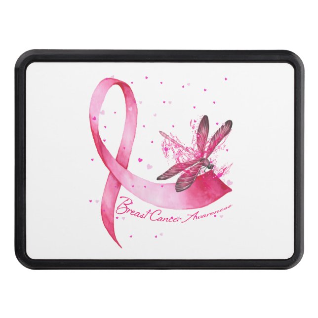 Dragonfly Pink Ribbon Breast Cancer Awareness Hitch Cover (Front)