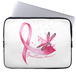 Dragonfly Pink Ribbon Breast Cancer Awareness Laptop Sleeve