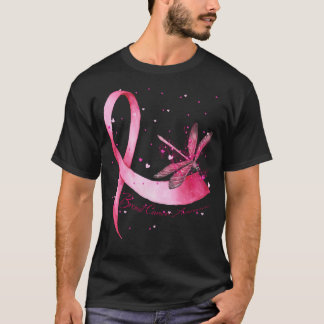 Dragonfly Pink Ribbon Breast Cancer Awareness  T-Shirt