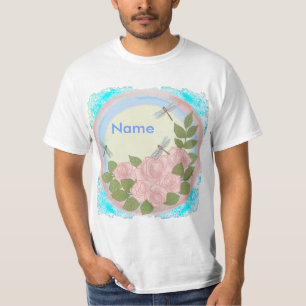 Dragonfly Pink Roses custom  T-Shirt