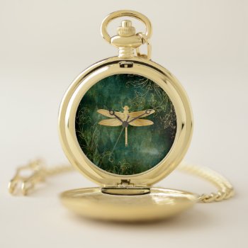 Dragonfly Pocket Watch by CelestialSpirit at Zazzle