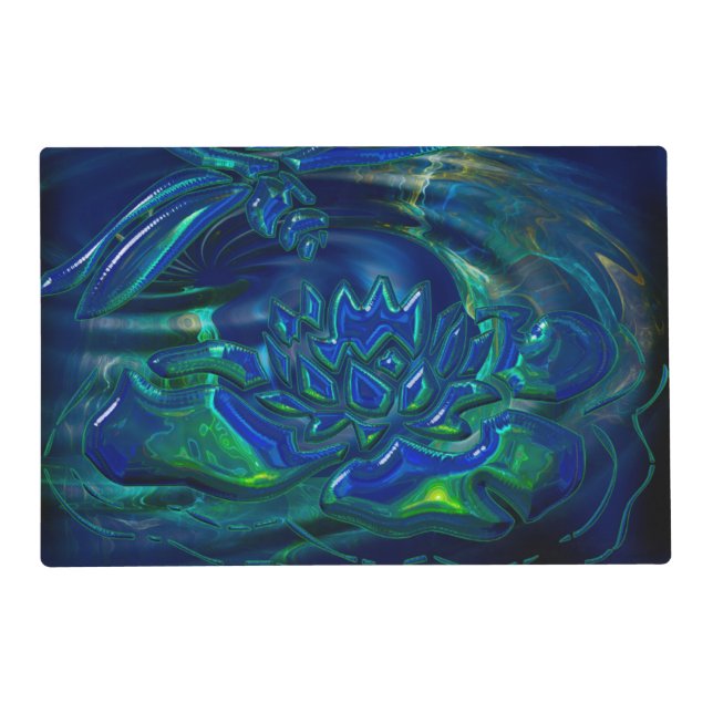 Dragonfly Pond 3D Glass Mixed Media Placemat (Front)