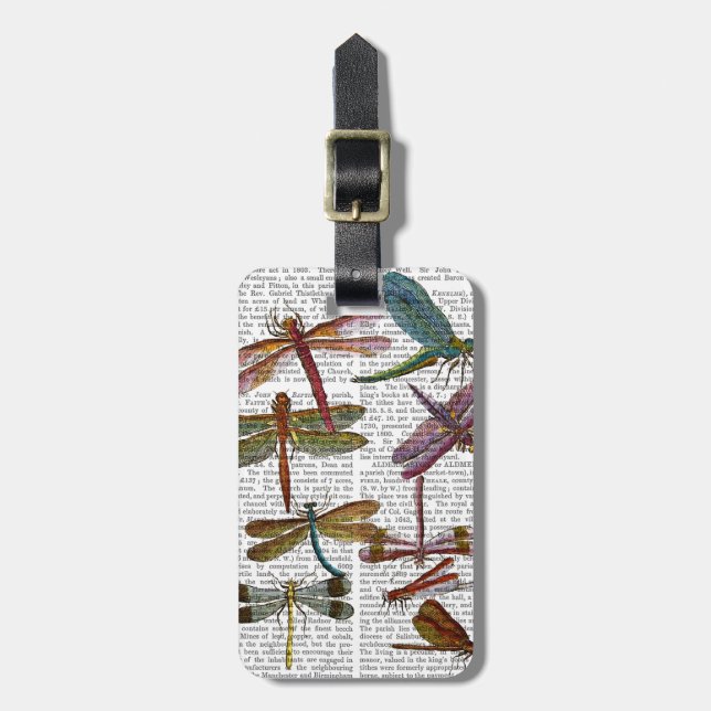 Dragonfly Print 4 Luggage Tag (Front Vertical)