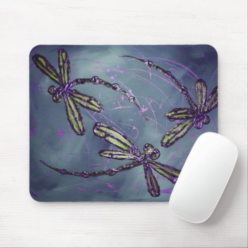 Dragonfly Purple Night Flit Mouse Pad