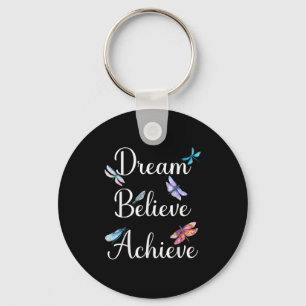 Dragonfly Quote Dream Believe Achieve Motivational Keychain