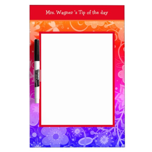 Dragonfly Rainbow Floral Teacher Tip of the Day Dry Erase Board