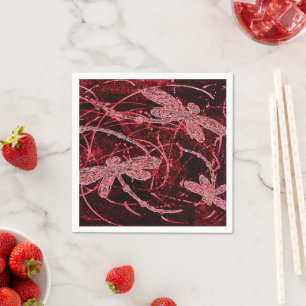 Dragonfly Red Haze Napkins