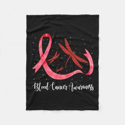 Dragonfly Red Ribbon Blood Cancer Awareness 1  Fleece Blanket