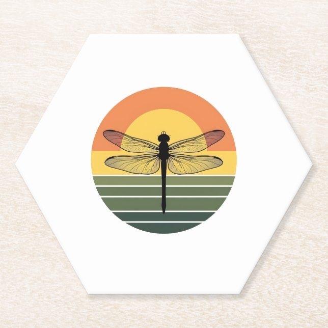 Dragonfly Retro (2) Paper Coaster (Front)
