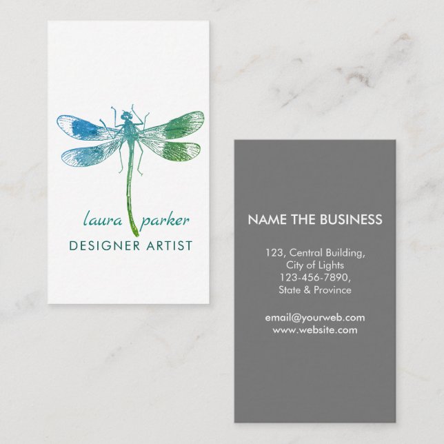 Dragonfly Retro Vintage Good luck Tattoo Business Card (Front/Back)