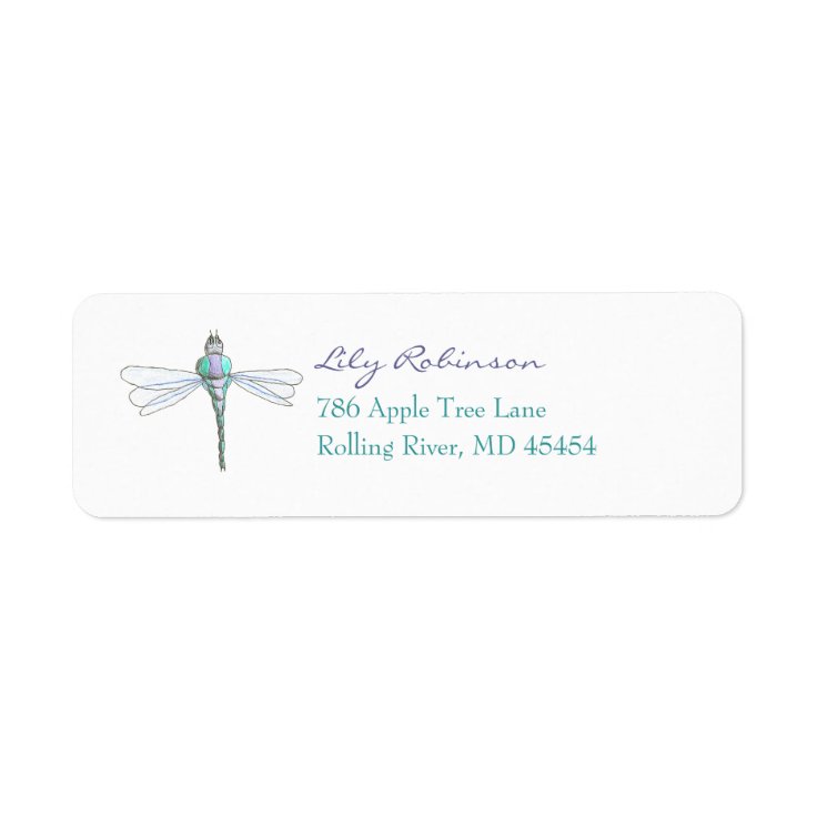 Dragonfly return address label Zazzle