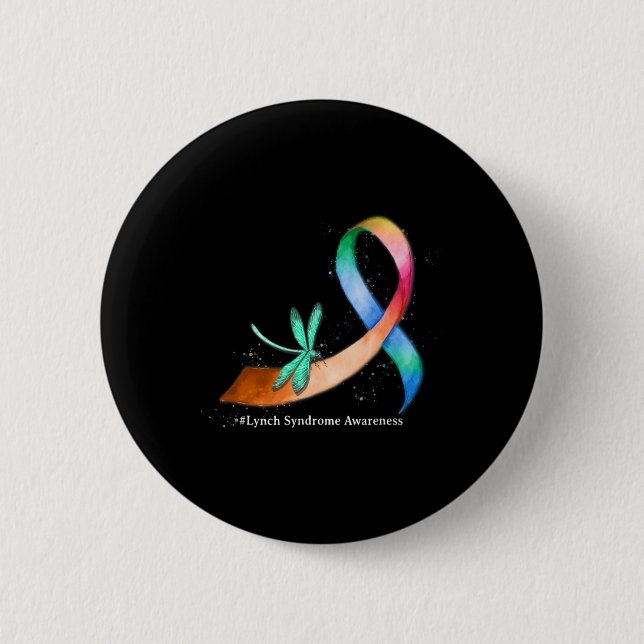 Dragonfly Ribbon Lynch Syndrome Awareness Gifts  Button (Front)