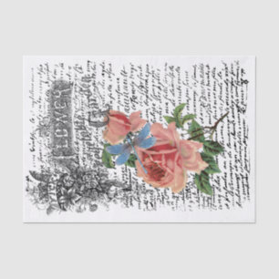 Dragonfly rose decoupage tissue paper