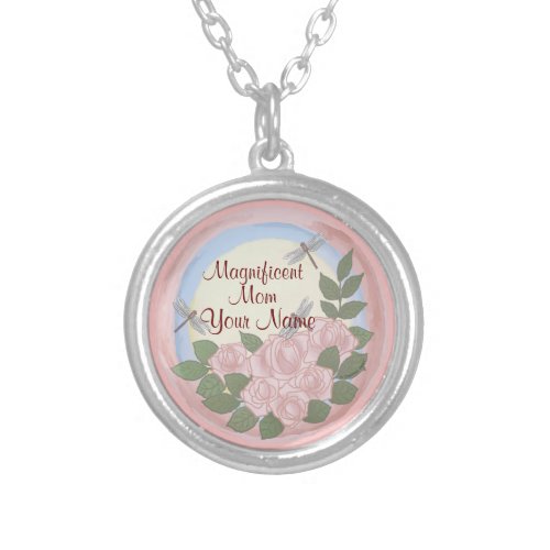 Dragonfly Roses Mom Necklace