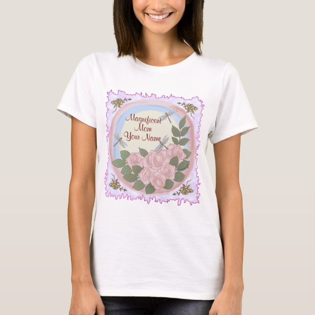 Dragonfly Roses Mom  T-Shirt (Front)