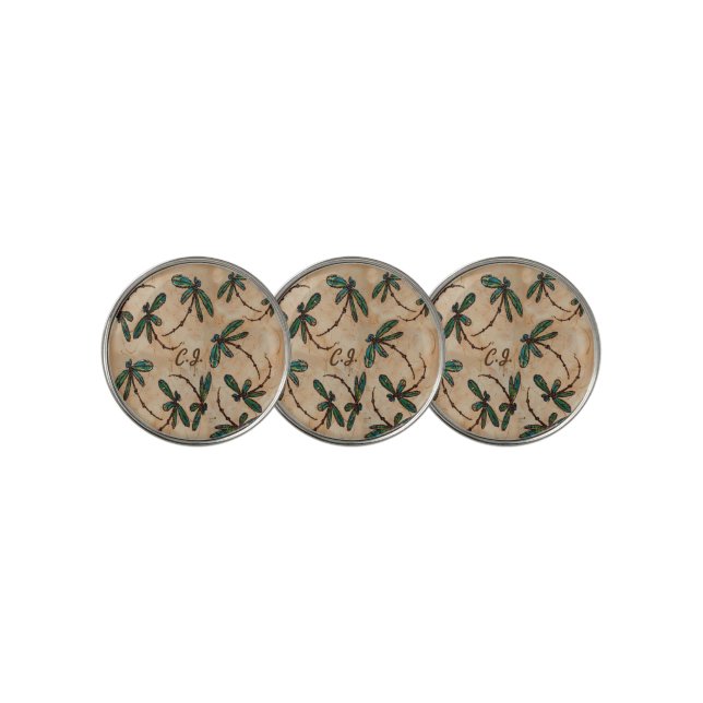 Dragonfly Rustic Cream Golf Ball Marker (3 Up)