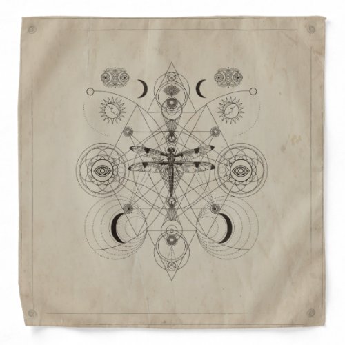 Dragonfly Sacred Geometry Composition Bandana