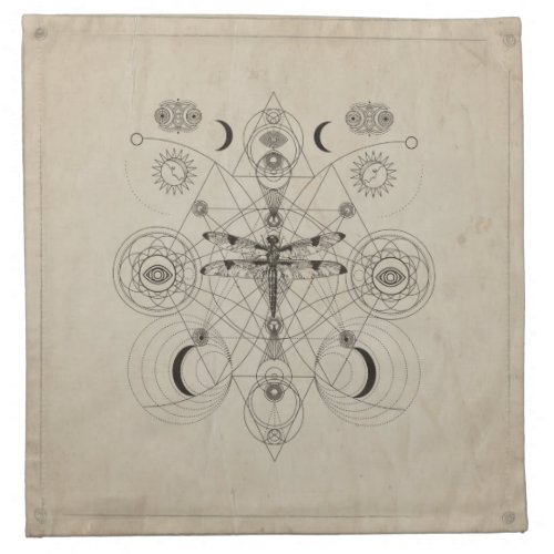 Dragonfly Sacred Geometry Composition Cloth Napkin