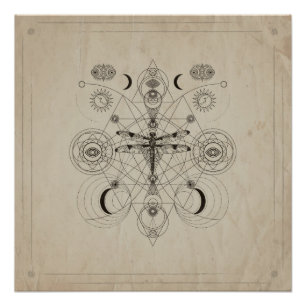 Dragonfly Sacred Geometry Composition Poster