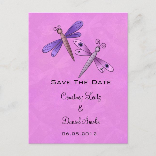 Dragonfly Save The Date Announcement Postcard (Front)
