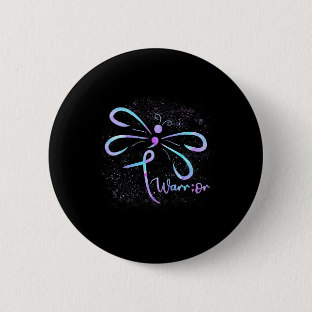 Dragonfly Semicolon Suicide Prevention Awareness O Button (Front)
